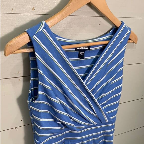 Lands' End Blue and White Wrap Midi Dress womans size XSP modal - Picture 4 of 9